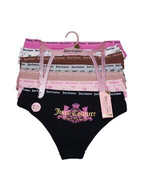 Juicy Couture Womens 7 Pk Bikini Cheeky Panties Intimates Assorted Colors Size L